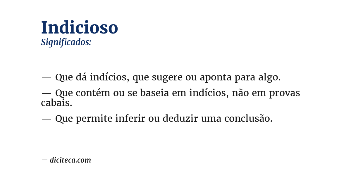 Significado de indicioso