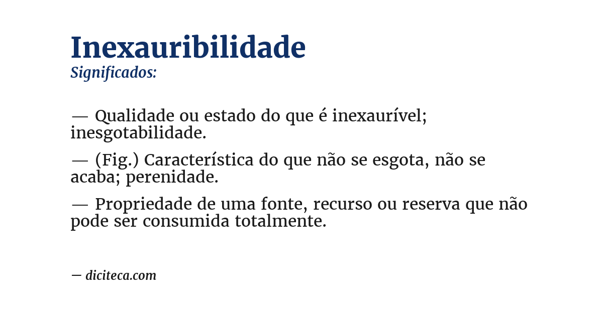 Significado de inexauribilidade