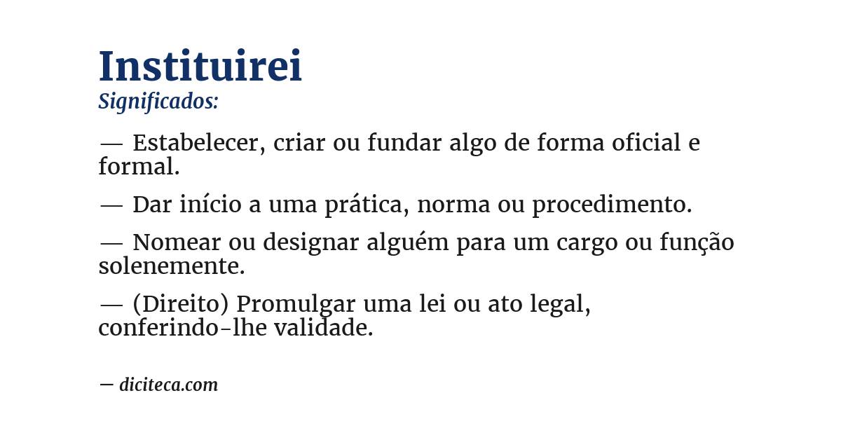 Significado de instituirei