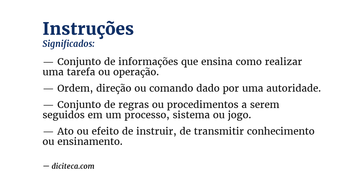 Significado de instruções