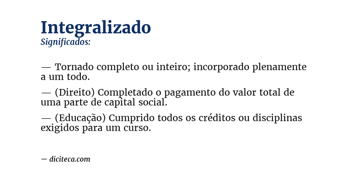 Significado de integralizado
