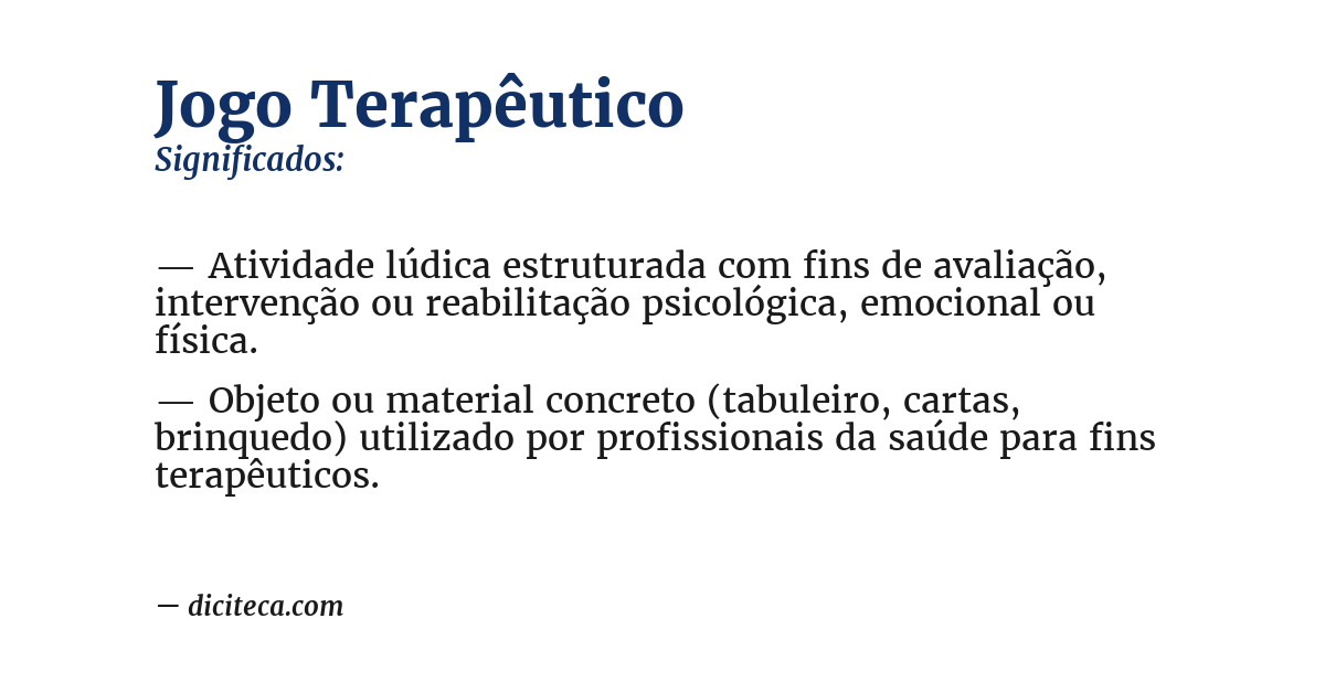 Significado de jogo terapêutico