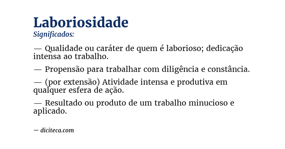 Significado de laboriosidade