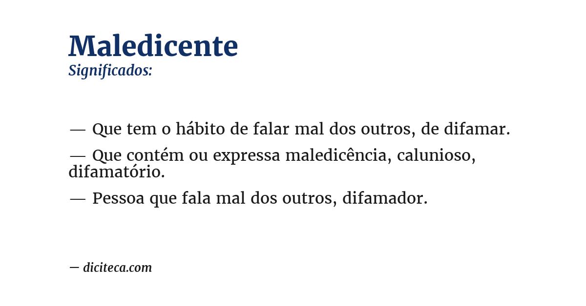 Significado de maledicente