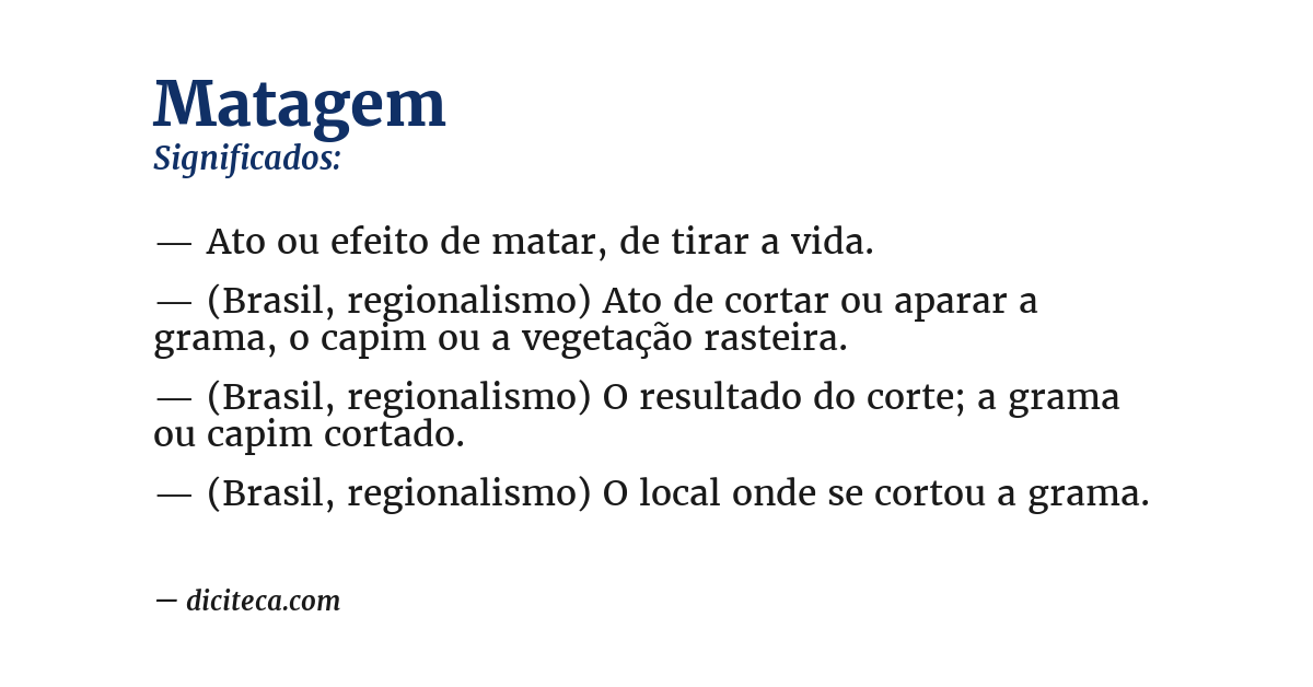 Significado de matagem