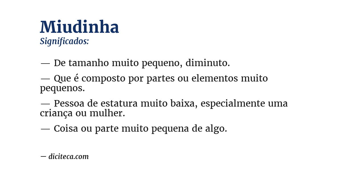 Significado de miudinha