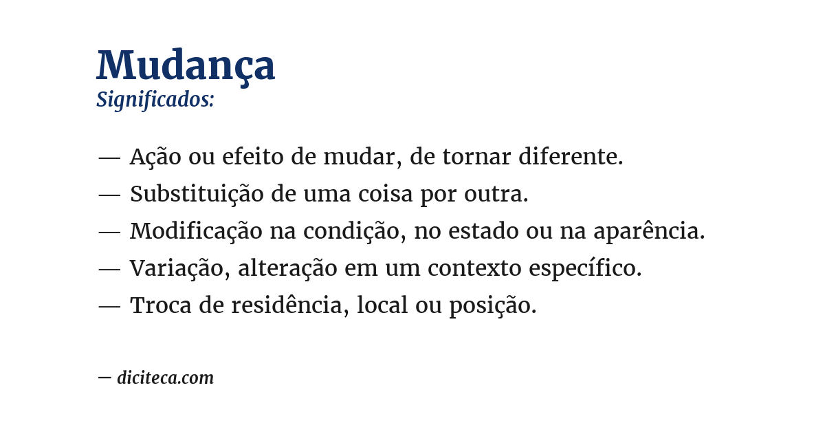 Significado de mudança