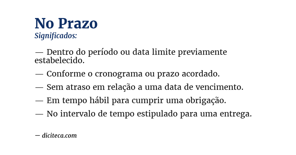 Significado de no prazo