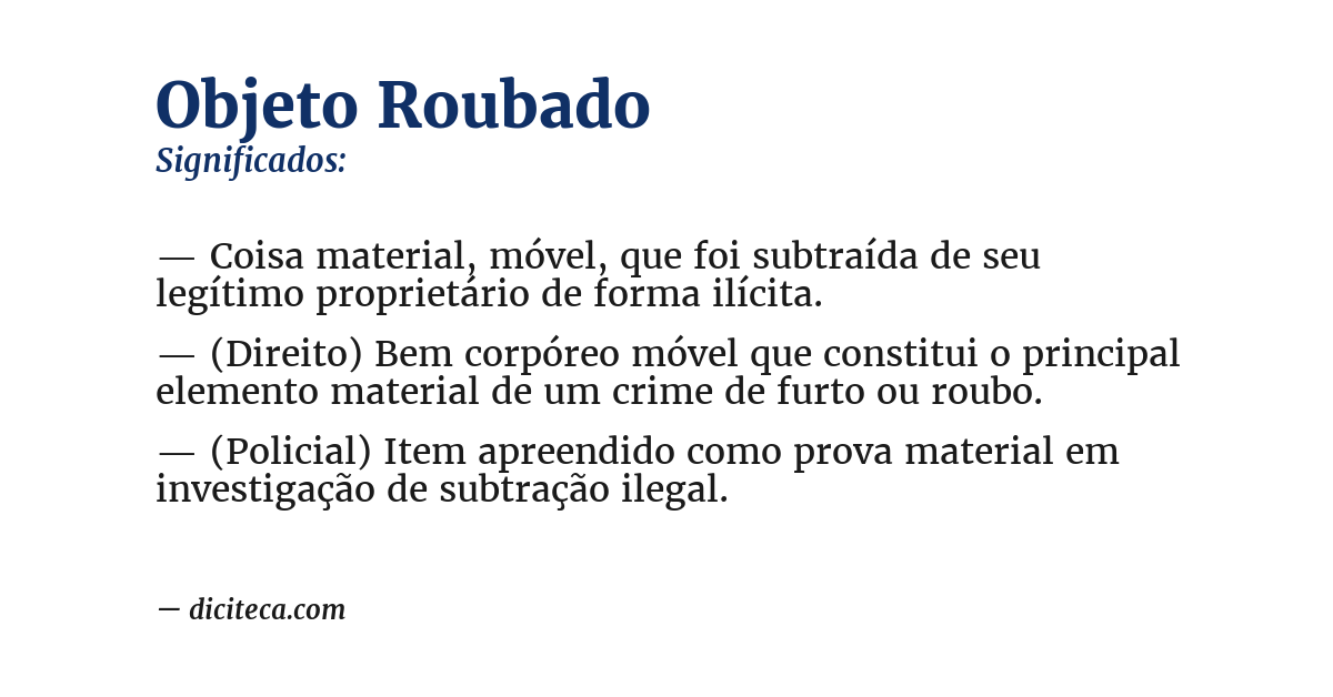 Significado de objeto roubado