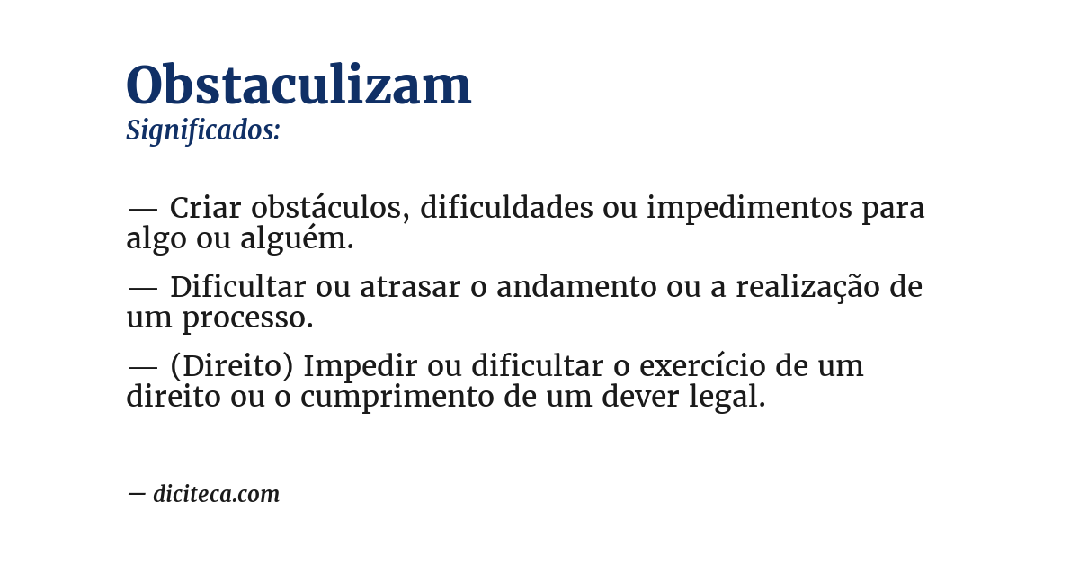 Significado de obstaculizam