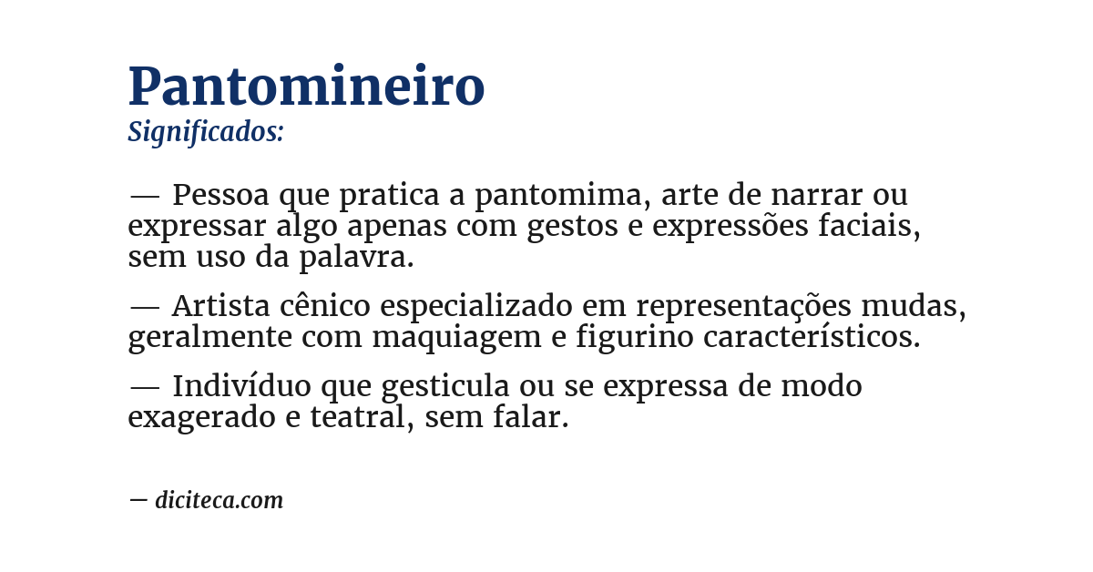 Significado de pantomineiro