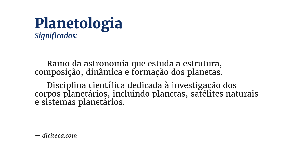 Significado de planetologia