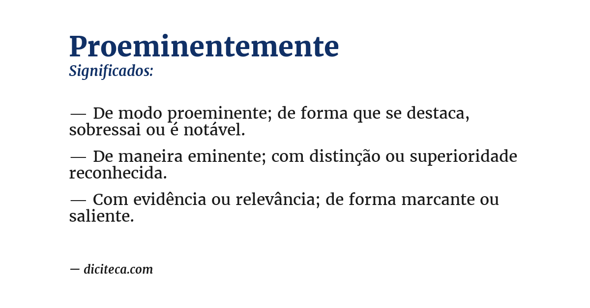 Significado de proeminentemente