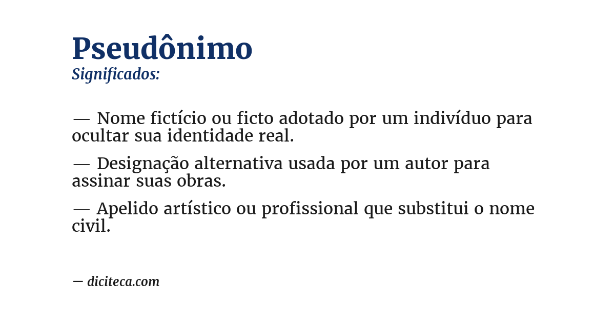 Significado de pseudônimo