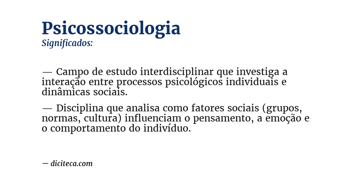 Significado de psicossociologia