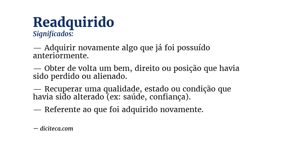Significado de readquirido