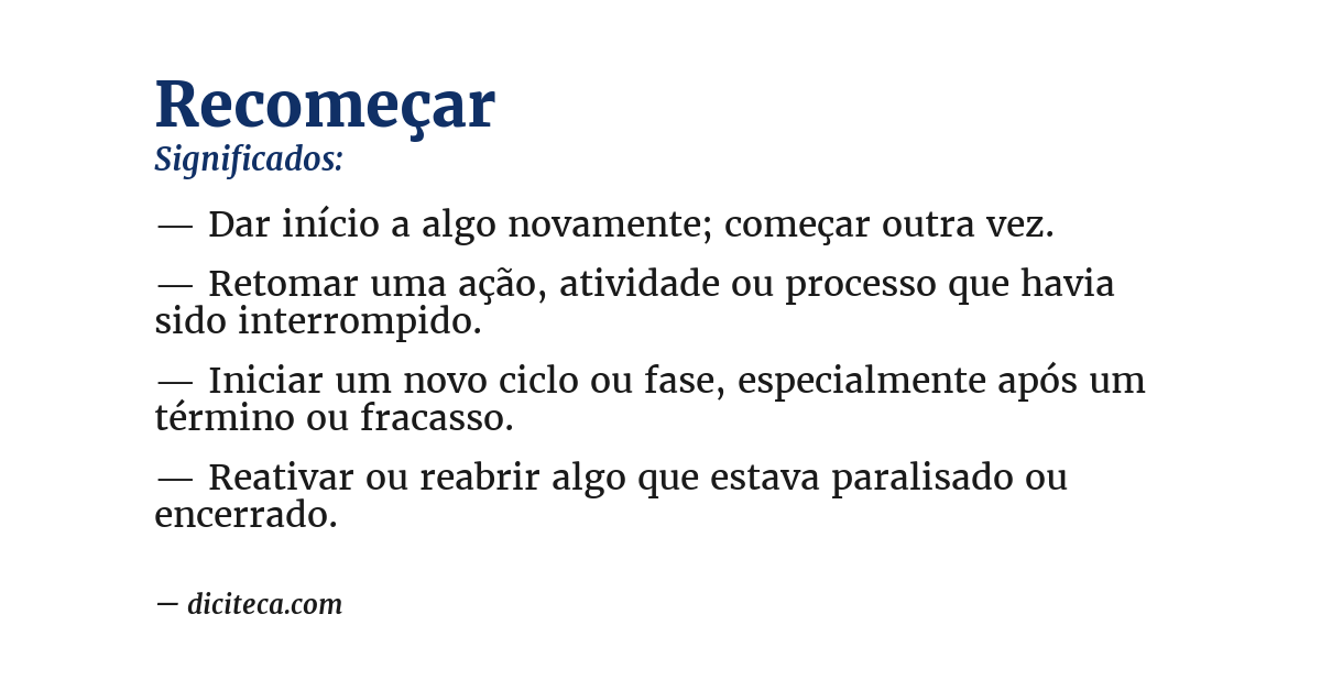 Significado de recomeçar
