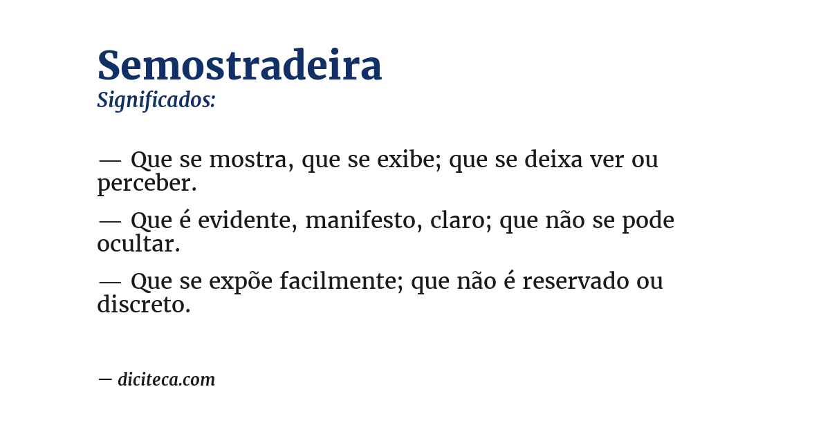 Significado de semostradeira