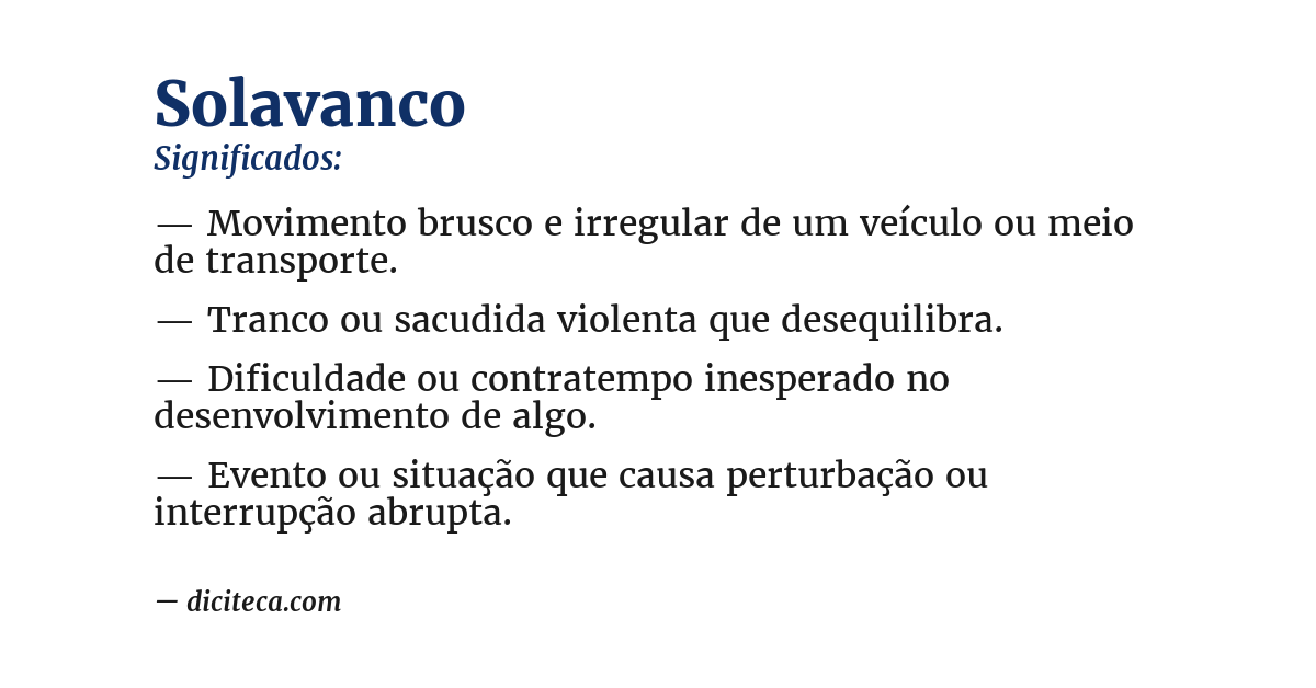 Significado de solavanco