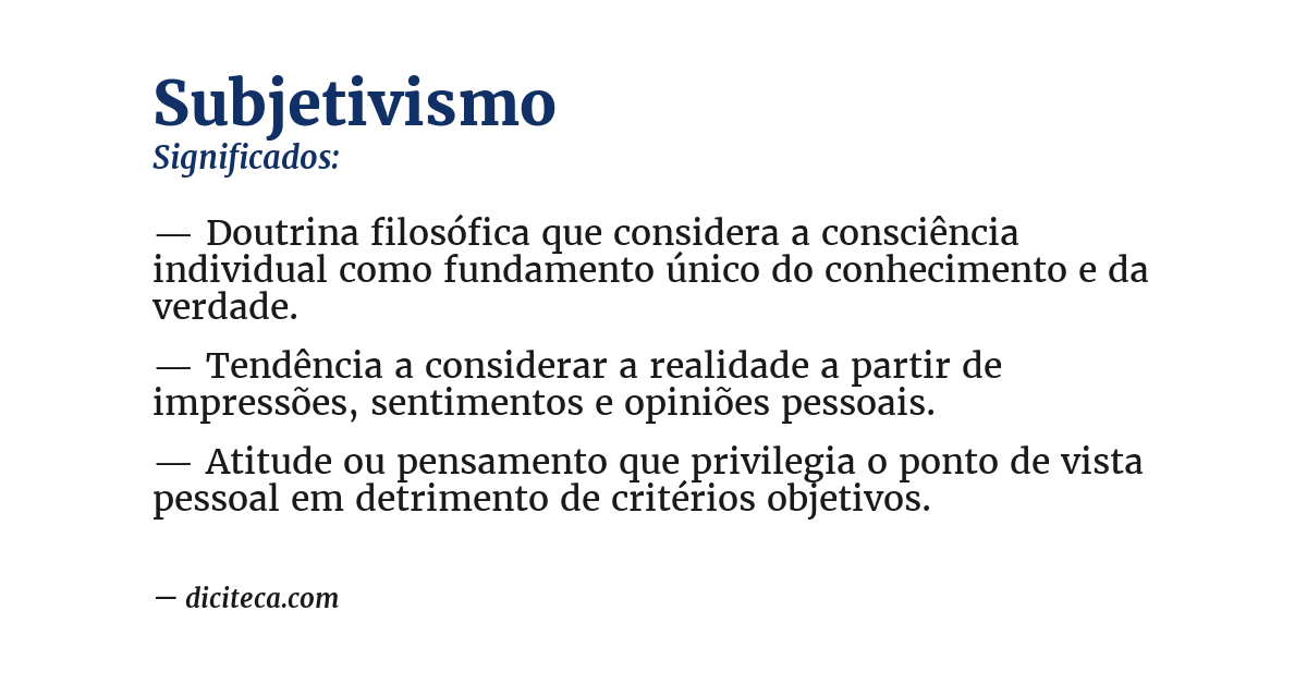 Significado de subjetivismo