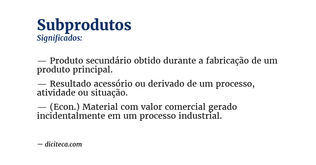 Significado de subprodutos