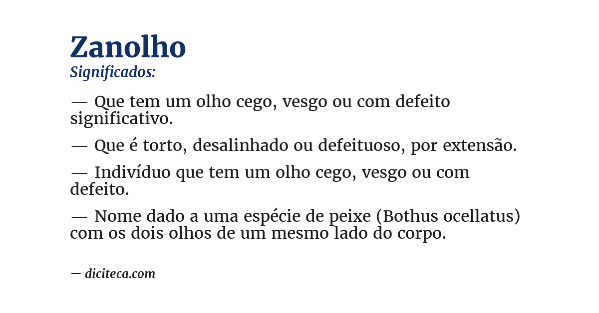 Significado de zanolho