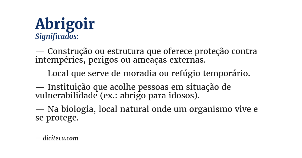 Significado de abrigoir