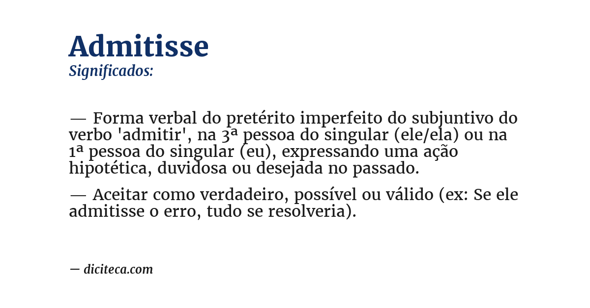 Significado de admitisse
