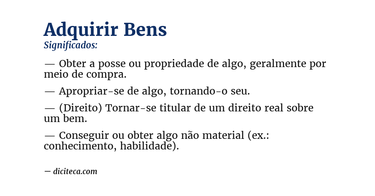 Significado de adquirir bens