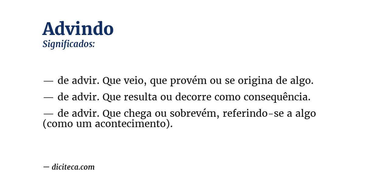 Significado de advindo