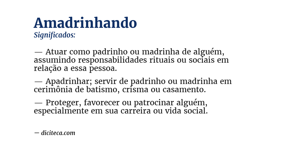 Significado de amadrinhando