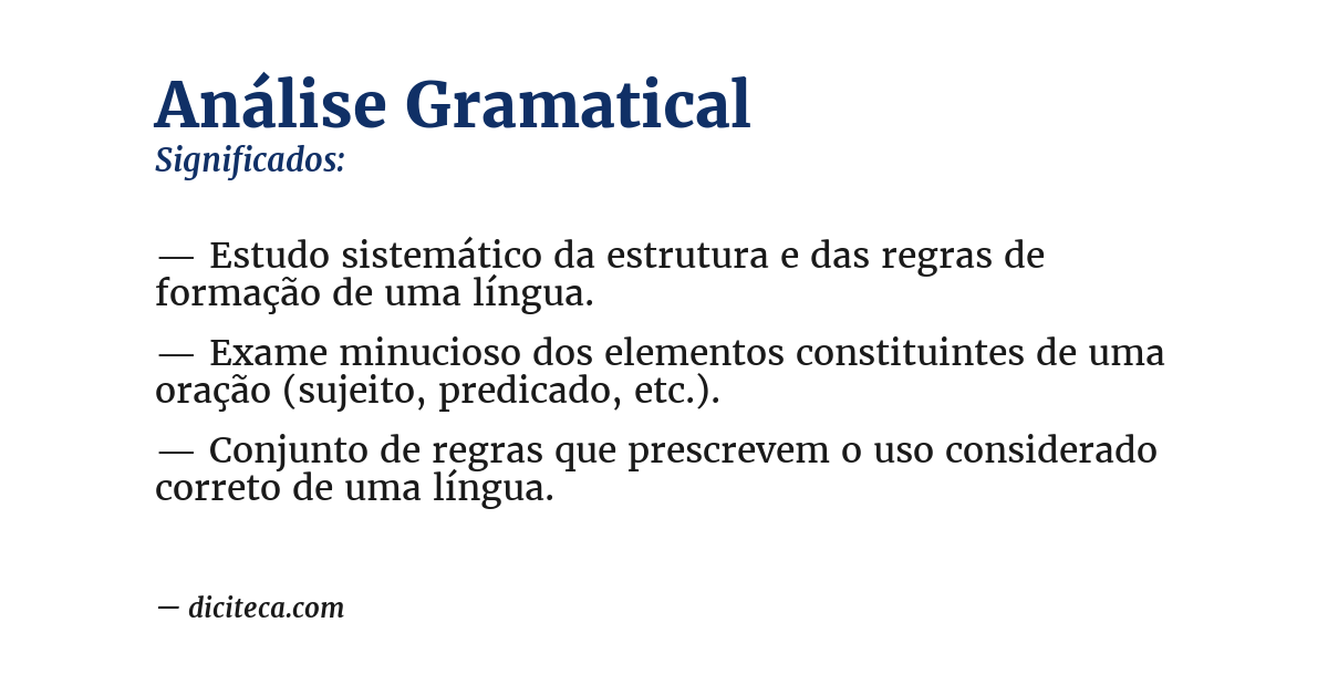 Significado de análise gramatical