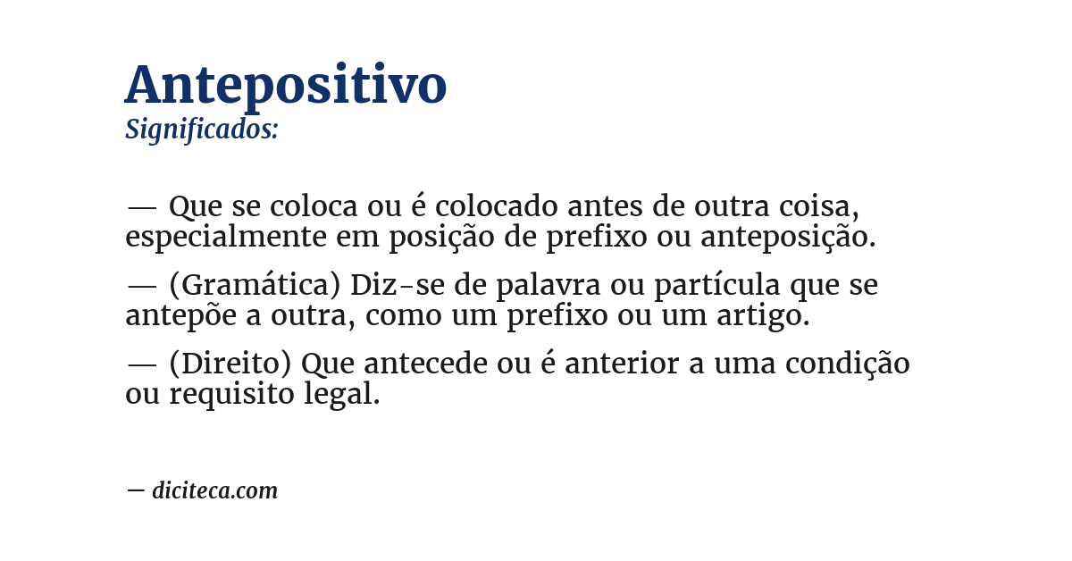 Significado de antepositivo