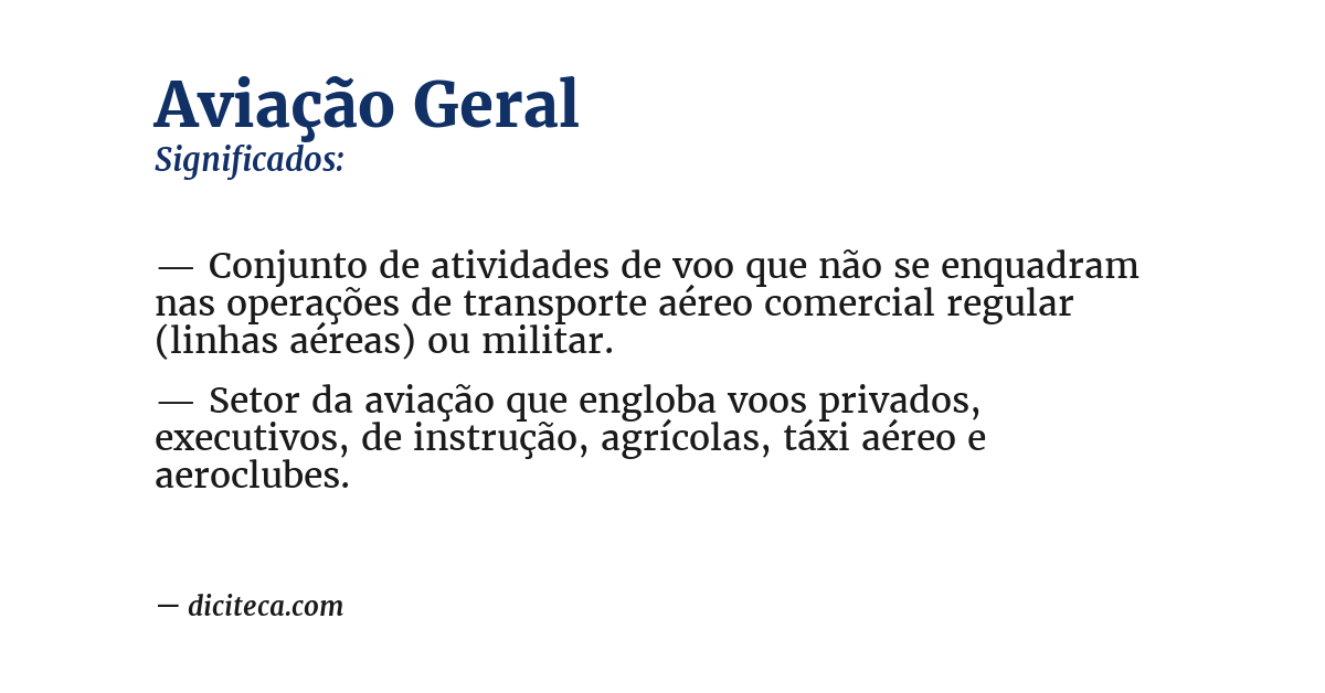 Significado de aviação geral