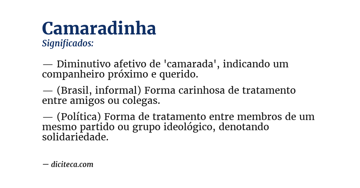 Significado de camaradinha