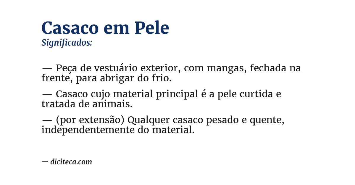 Significado de casaco em pele