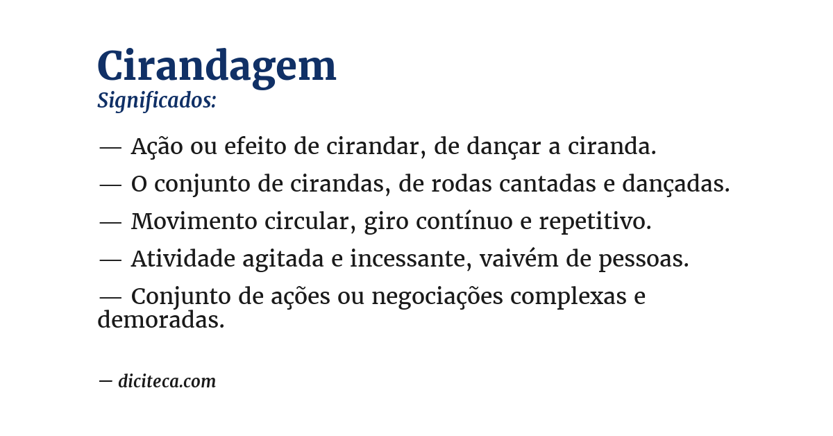 Significado de cirandagem