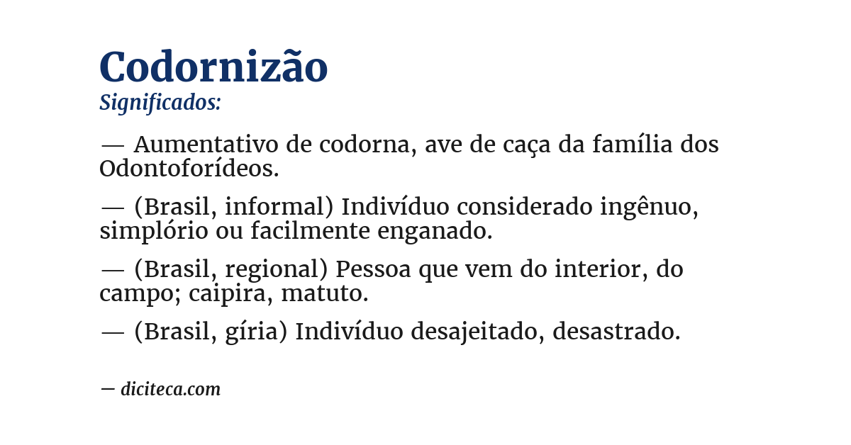 Significado de codornizão