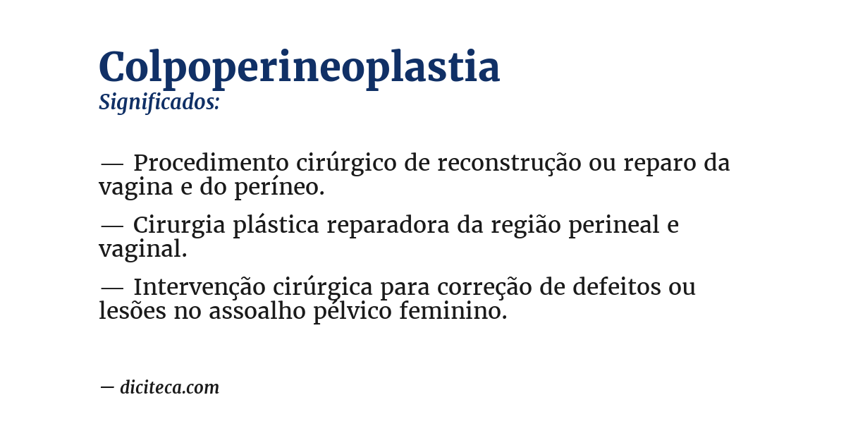 Significado de colpoperineoplastia