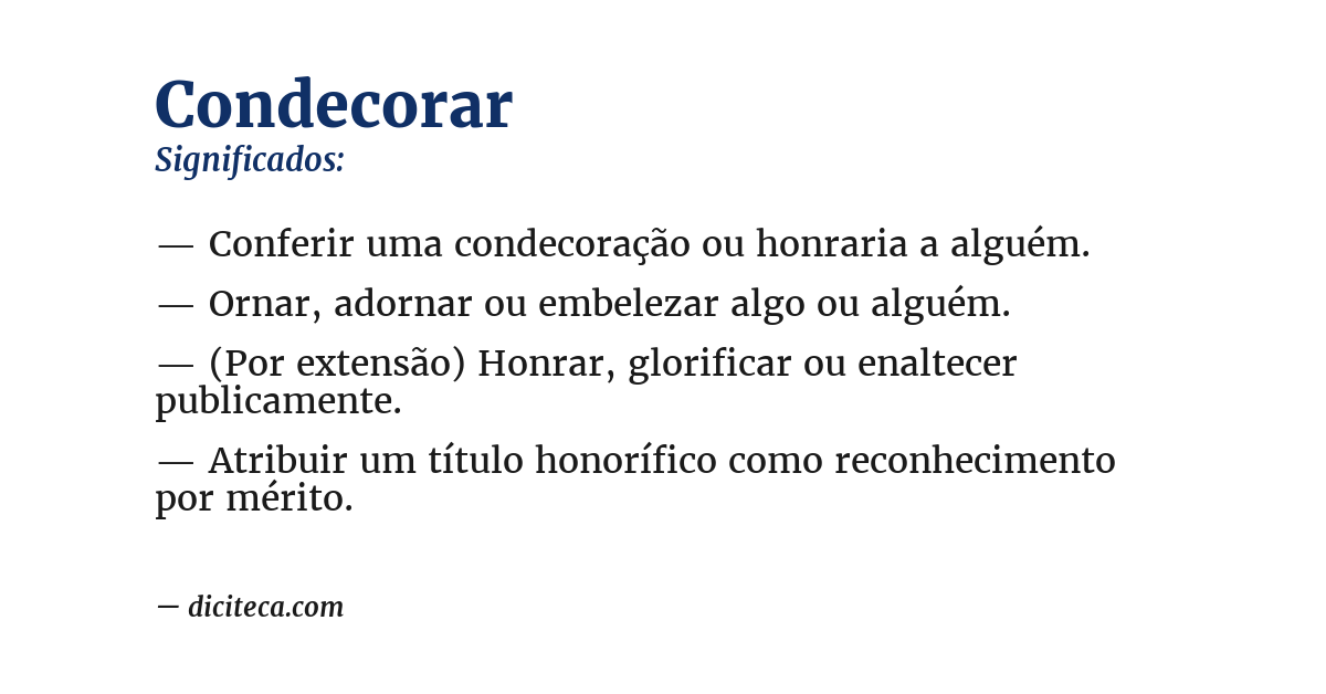 Significado de condecorar