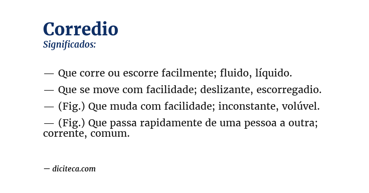 Significado de corredio