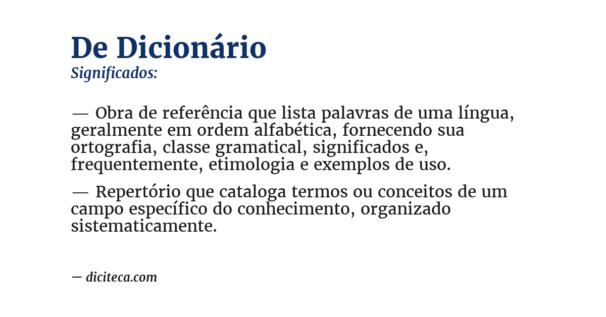 Significado de de dicionário