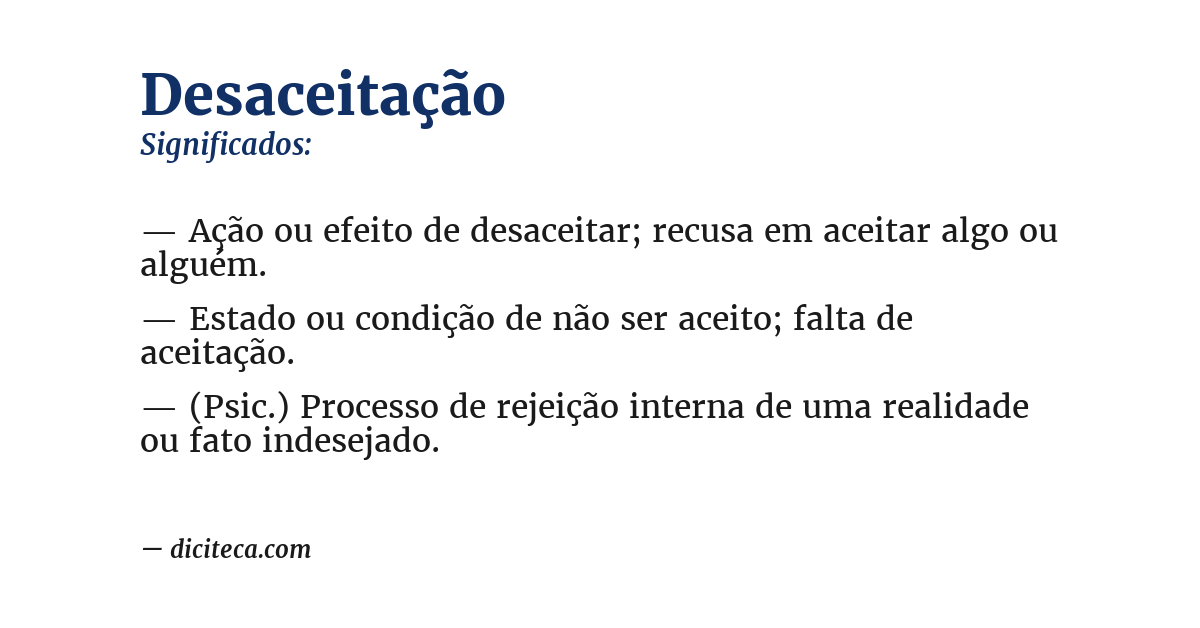 Significado de desaceitação