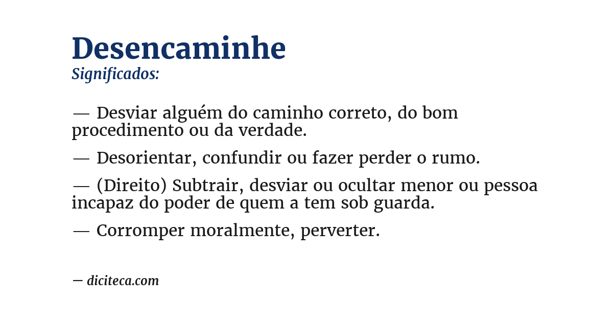 Significado de desencaminhe