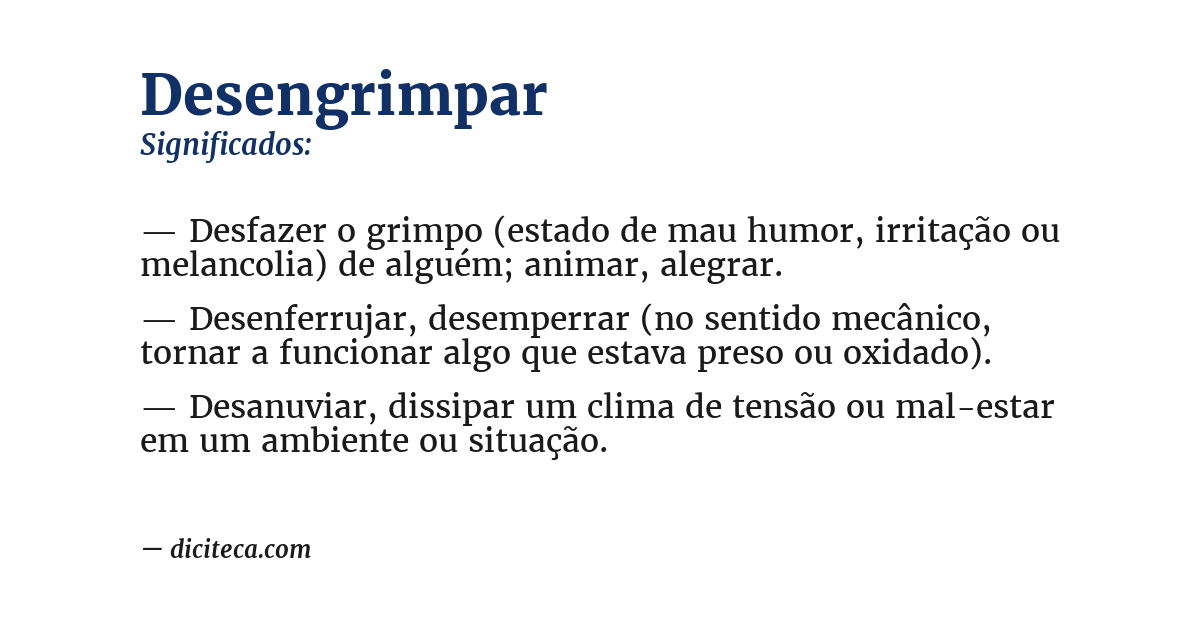 Significado de desengrimpar