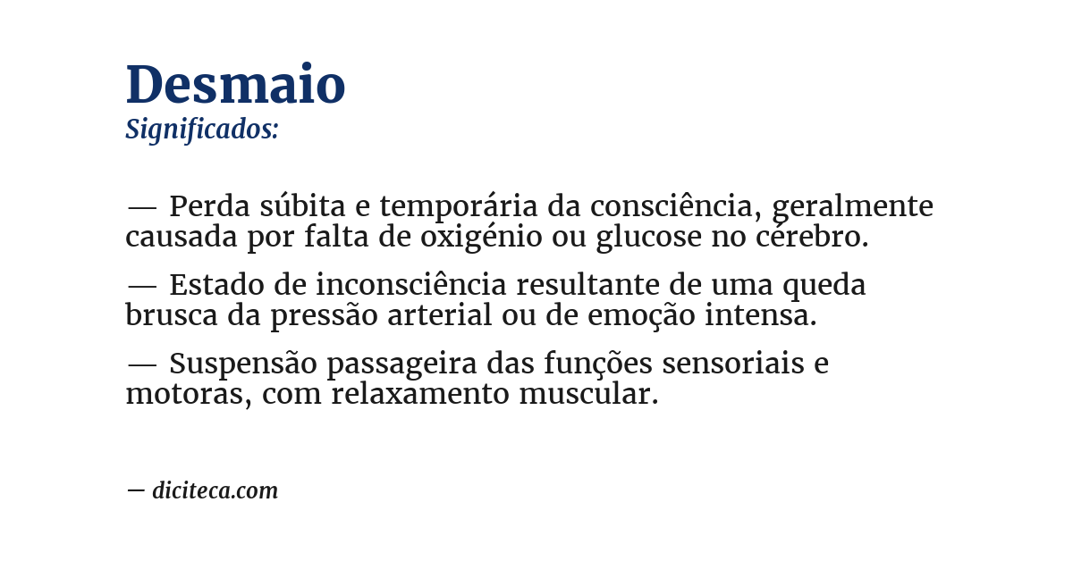 Significado de desmaio