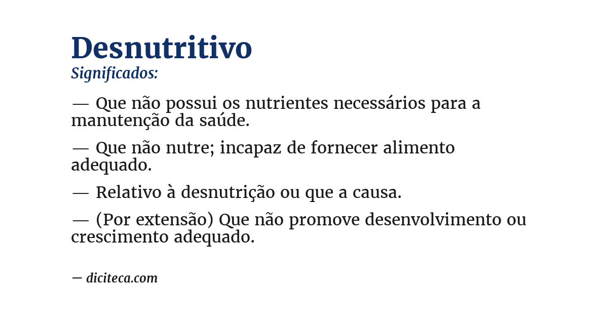 Significado de desnutritivo