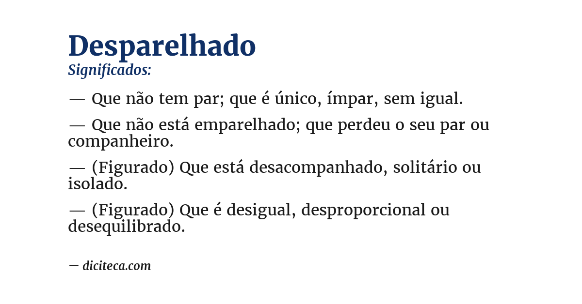 Significado de desparelhado