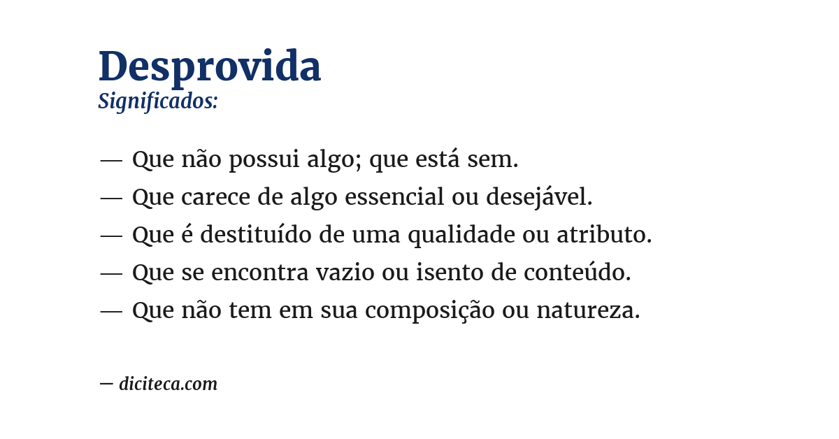 Significado de desprovida