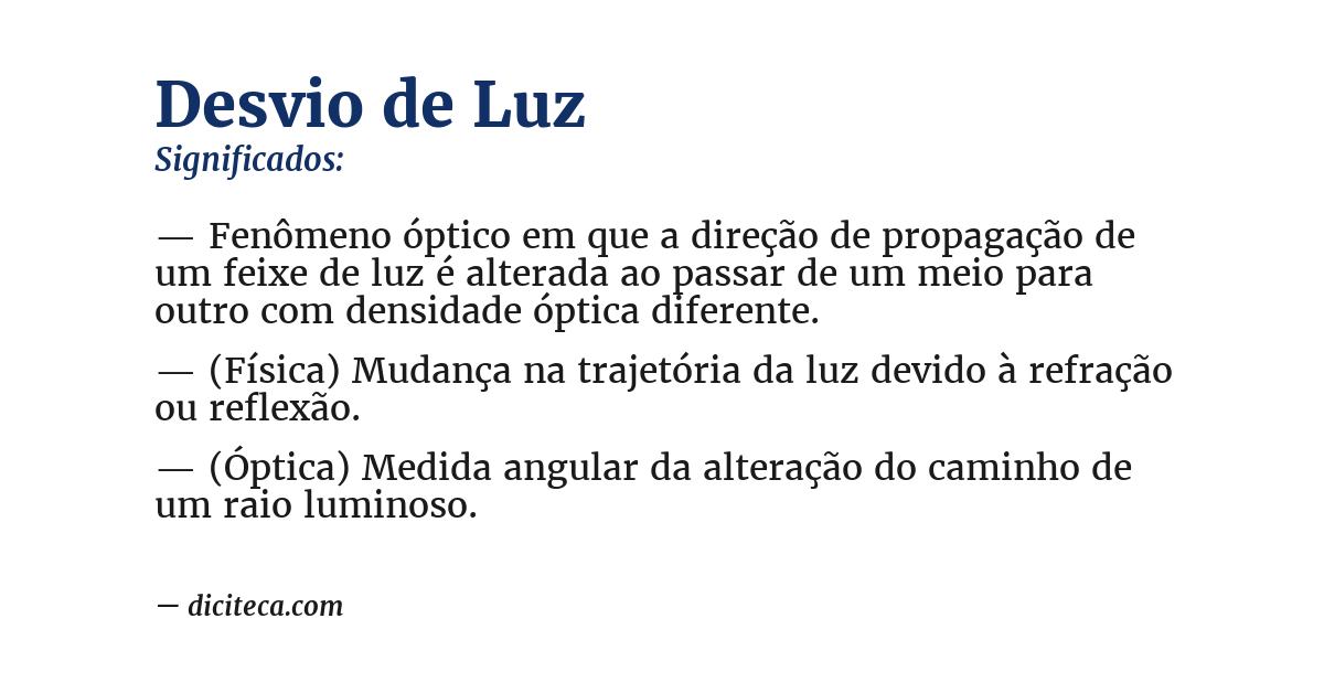 Significado de desvio de luz